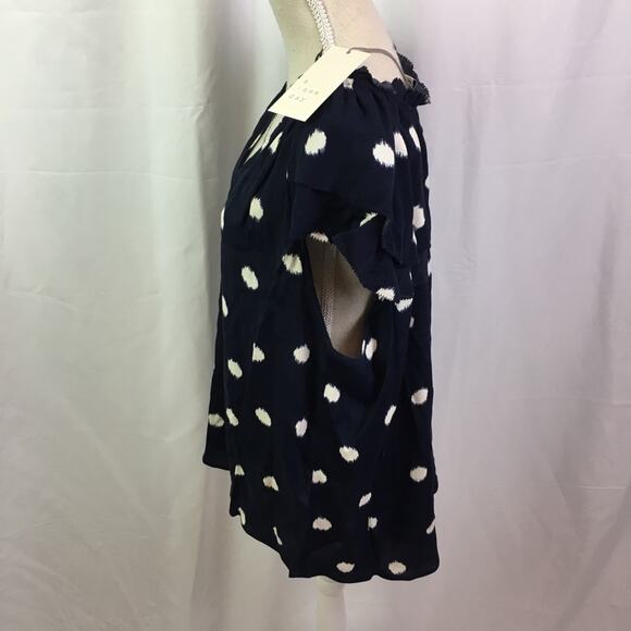 A New Day Polka Dot Flutter Sleeve Blouse Navy S - Picture 8 of 13